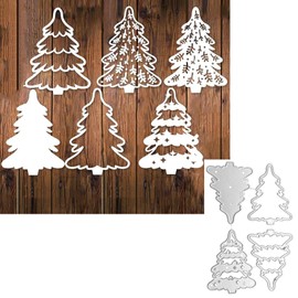 hinana 4pcs/Set Christmas Tree Metal Die Cuts,Merry Christmas Tree Cutting Dies Cut Stencils for DIY Scrapbooking Photo Decorative Embossing Paper Dies for Scrapbooking Card Making