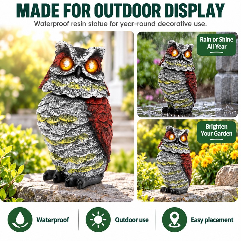 Solar Owl Bird Deterrent with Motion-Activated Sound & Flashing Eyes