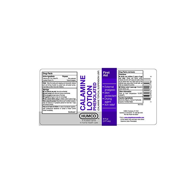 Humco - 40796001 HUMCO Calamine Lotion, 6 fl oz