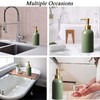 Soap Dispenser Bottle Ceramic with Gold Pump,Green and Gold Dish