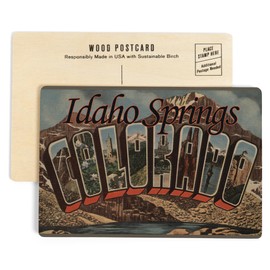 Idaho Springs, Colorado, Large Letter Scenes (4x6 Birch Wood Postcards, 2-Pack Stationary, Rustic Home Wall Decor)