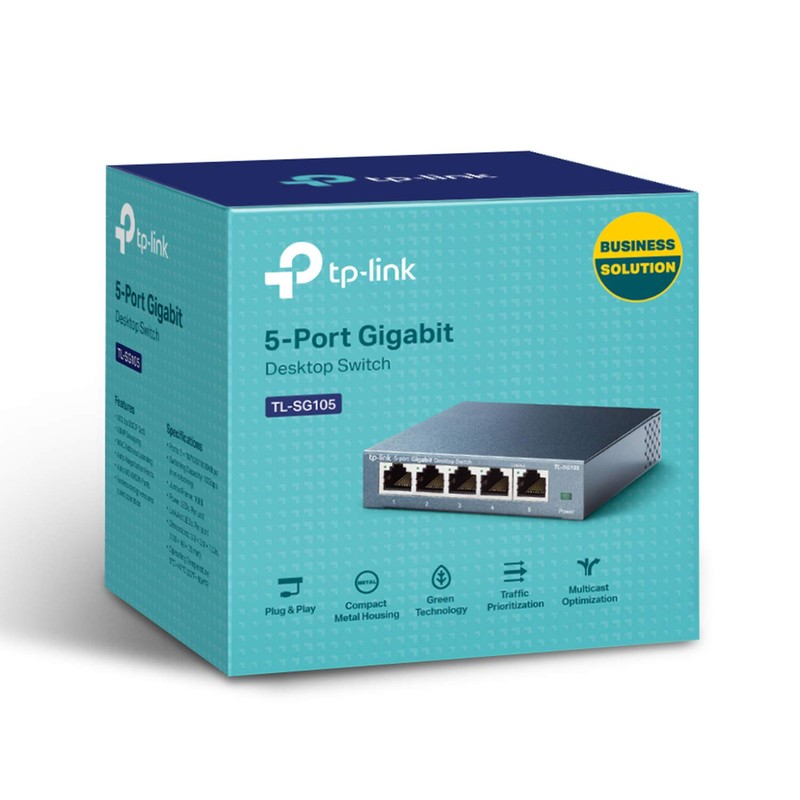 TP-Link TL-SG105, 5 Port Gigabit Unmanaged Ethernet Switch, Network Hub,