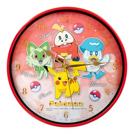 Tees Factory PM-5520423NA Wall Clock, Pokémon Scarlet Violet, Analog, Quiet, Continuous Second Hand, Red