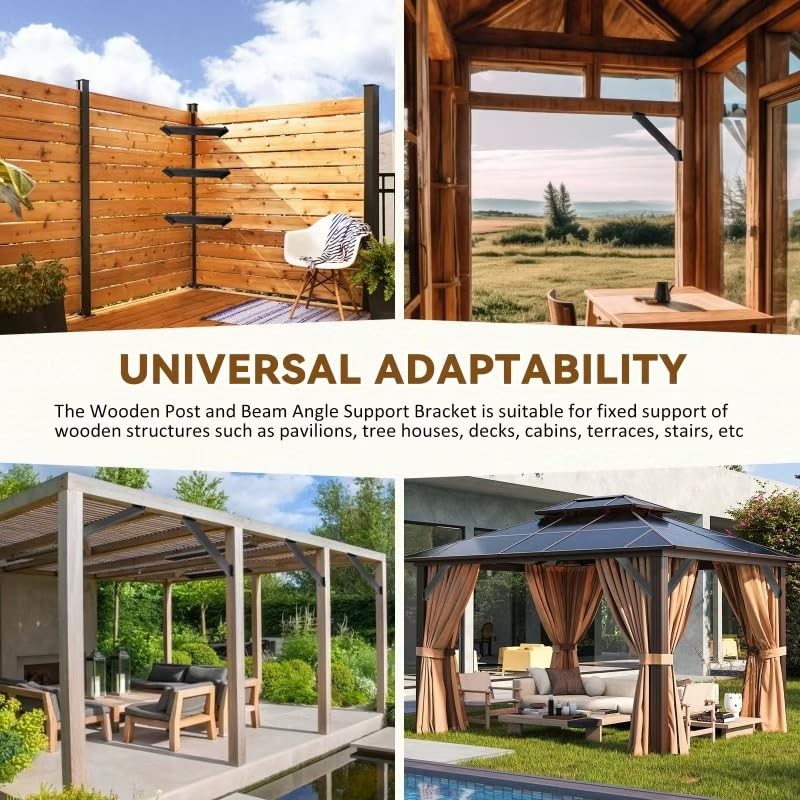 (4-PC) 45 Degree Angle Support Bracket，Pergola Kit Heavy Duty Connectors，Corner