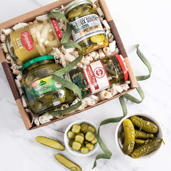 igourmet Pickle Lovers Gourmet Gift Box- An Exquisite Assortment Of Crunchy French Cornichons Piquants, Crisp German Pickles, Danish Asier Pickled Cucumbers, And American Thick and Crunchy Pickles
