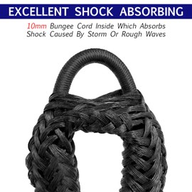 4 Pack Bungee Dock Line with Stainless Steel Clip 3FT Mooring Rope Boat Accessories Docking Lines PWC Dockline for Boats Kayak, Jet Ski, Pontoon, Canoe, Power Boat WaveRunner (Black)