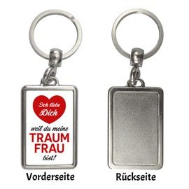 I love you because you are my dream woman keyring as an accessory for your dream woman's key ring or as a gift idea for Valentine's Day, multicoloured