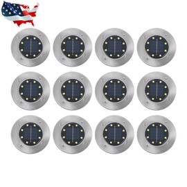 Gurdtopo 12 Pack Waterproof Warm Solar In Ground Lights Outdoor Garden 8 LED Solar