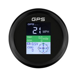 ELING TFT Screen 85mm Digital GPS Speedometer 0-999km/h MPH Knots with GPS Antenna Trip COG Voltmeter for Auto Boats (black+black)