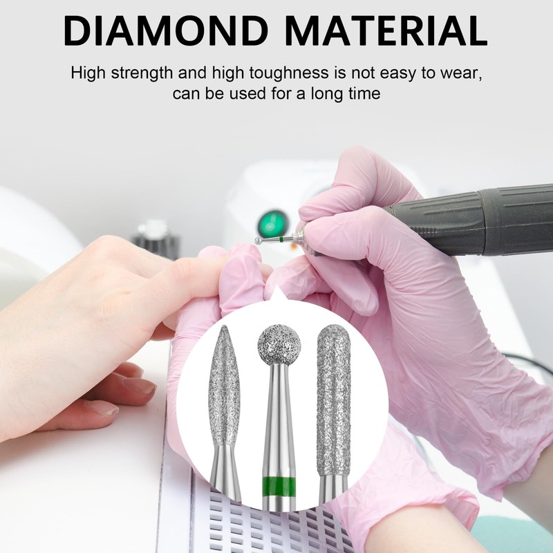 Difenni Cuticle Drill Bit,Cuticle Drill Bits for nails 3pcs Diamond