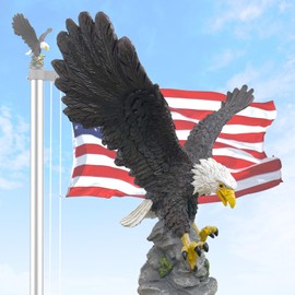 Enrybia Realistic 10’’ Bald Eagle Figurine Outdoor Flag Pole Topper Wildlife National Bird Flagpole Top Ornament Wings Of Glory American Emblem Freedom Sculpture As Patriotic Home and Flag Light Decor