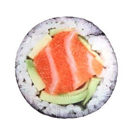 LMYOVE Burrito Novelty Food Pancake Blanket, Soft Flannel Round Tortilla Taco Blanket for Bedding Couch Sofa, Funny Gifts for Adults and Kids(Salmon Sushi Roll, 70.87"*70.87"