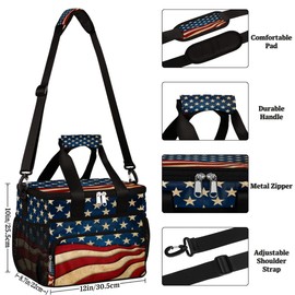 YoCosy Insulated Cooler Lunch Bag Usa American Flag Vintage Lunch Box Leakproof Large Tote Bag Reusable for Women Men Picnic Travel (15L)