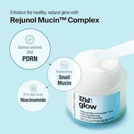 GANGNAM GLOW Rejunol Mucin Facial Cream 3.7 floz - 91.5% Snail Mucin Moisturizer with Hyaluronic Acid & Panthenol I Korean Skin Care Product I Dark Sp