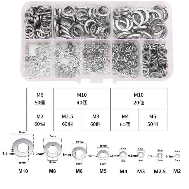 MYLCHBDJ Washer 304 Stainless Steel Flat Washer M2 to M10