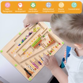 ABRVUAHM Montessori Toys for 2 3 4 5 Year Old Boys Girls, Magnetic Colour and Number Maze Birthday Gifts for 2 3 4 5 Year Old Girls Boys Toddlers Kids Toys Age 2-5 Educational Toys Travel Toys