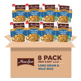 Near East Heat & Eat Rice, Quick Cook Rice, Microwave Rice, Long Grain & Wild Rice, Original, 8.8oz Pouches (6 Pack)