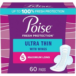 Poise Ultra Thin Incontinence Pads with Wings & Postpartum Incontinence Pads, 5 