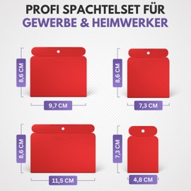 Filzada® 4 x Japanese Plastic Spatula - Premium Spatula Set - Spatula Tool Ideal as Painter's Spatula - Spatula Set with Completely Smooth Edge - Plastic Spatula - Car Spatula