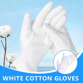 COWANIEE 4 Pairs Large Cotton Gloves, Soft Stretchable White Cotton Gloves for Men and Women (XL)