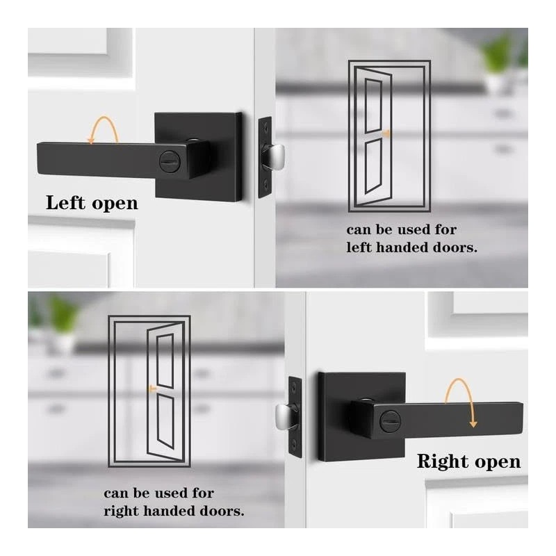 Probrico Matte Black Privacy Door Lever Lock Easy Install Bathroom