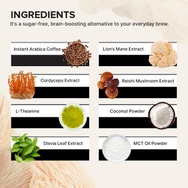 Coffee to the Moo Functional Mushroom Coffee with 3000mg Lion’s Mane, Reishi, Cordyceps, L-Theanine, Coconut Oil & Stevia – Instant Mushroom Coffee – 10g/Serving – Sugar Free – 30 Servings