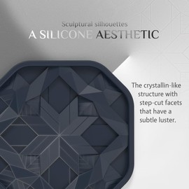 UMIRRO Silicone Cup Coasters for Drinks with Tailored Holder, Coffee Table Centerpiece, Modern Home Bar or Aesthetic Kitchen Essentials, Blue House Decor Gifts, Set of 6, Moonlit Beach