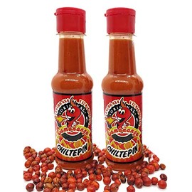 MEXART ( 2 pack ) La Camananga Salsa Chiltepin Red , La Camananga Tepin Red Seafood Sauce La Original by Lencho 4x4 and Marisquero from Guasave Sinaloa, 5 oz