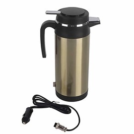 EVGATSAUTO Electric In-car Kettle, 1000ML 12V/24V Stainless Steel Electric In-car Kettle Travel Thermoses Heating Water Bottle (24V)