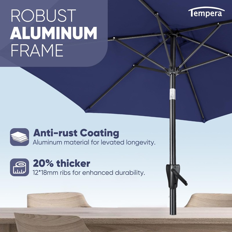 Tempera 10ft Patio Market Outdoor Table Umbrella with Push Button