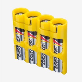 Storacell by Powerpax Slimline AAA Battery Storage Container - Holds 4 Batteries, Yellow