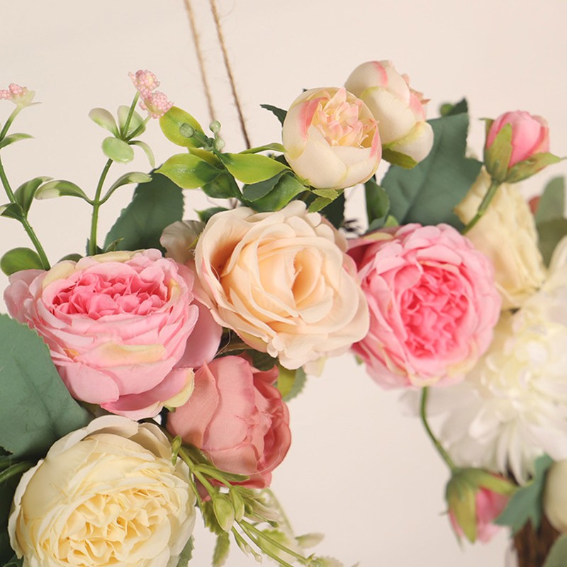 Artificial Peony Wreath Peony Flower Spring Wreaths for Wall Wedding