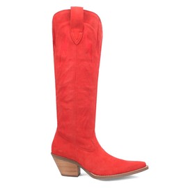 Dingo Womens Thunder Road Embroidered Snip Toe Casual Boots Knee High Mid Heel 2-3" - Red - Size 8.5 M