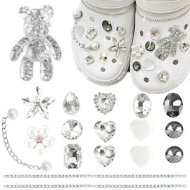 Pack of 18 Crystal Diamante Shoe Pins Sparkling Coral Shoe Decorations Shoes DIY Accessories Gifts and Shoe Accessories, Kids Holiday Gift