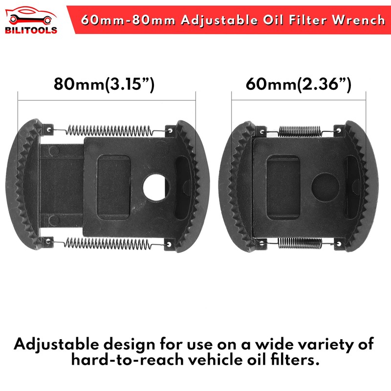 BILITOOLS Universal Oil Filter Wrench Removal Tool Adjustable, 60-80mm (2.36-3.15