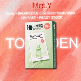 Torriden Balanceful Cica Sheet Mask 10pcs. Korean skincare for sensitive & acne-prone skin