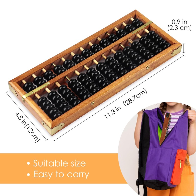 Happy Will Vintage Chinese Wooden Abacus Soroban Arithmetic Calculating Tool