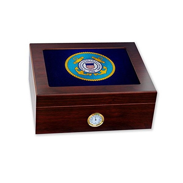 Premium Desktop Humidor - Glass Top -US Coast Guard (USCG), seal