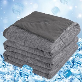 CHOSHOME Cooling Comforter King Size, Cooling Blanket with Q-Max 0.45 Arc-Chill Cooling Fiber for Hot Sleeper and Night Sweats, Cool Thin Breathable Summer Comforter for Bed, (90" x 108", Dark Grey)