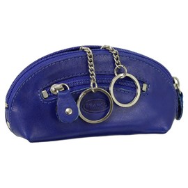 Leather Key Case Key Case Key Folder Key Bag with Zip Compartment Various Colours, royal blue, Modern