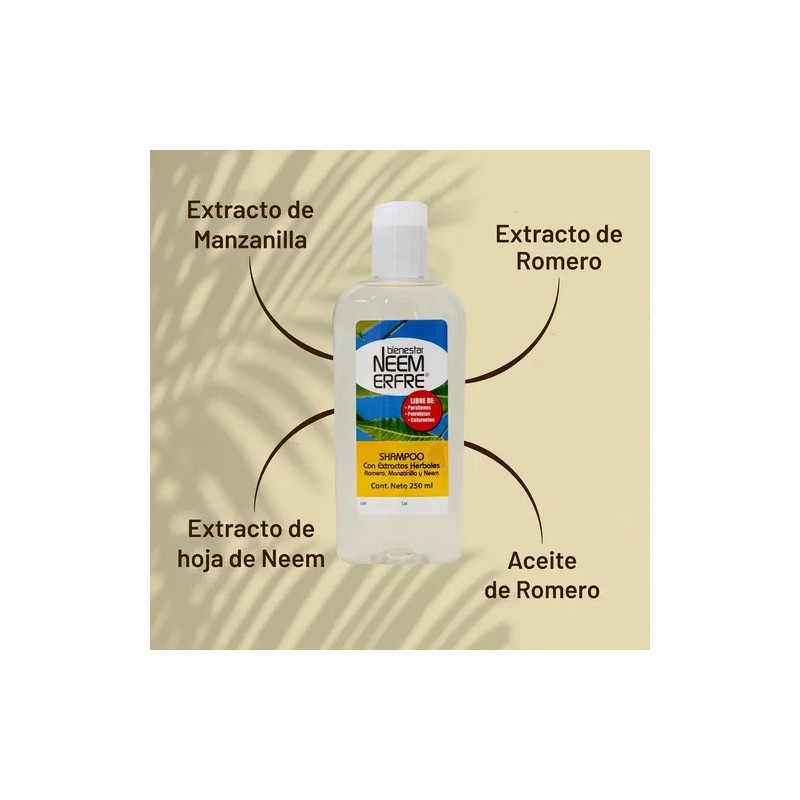 Shampoo Natural Limpieza Profunda Romero Manzananilla Neem