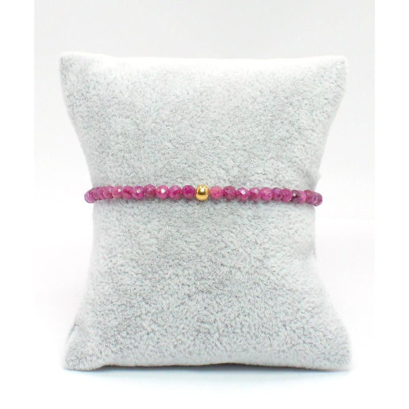 Echtes Rubin Edelstein Armband mit facettierten 3mm Perlen - verschiedene
