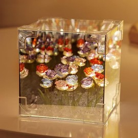 GL-Turelifes Rose Night Light,Led Decorative Nights Lamp for Bedroom, Magic Cube Flower Table Mirror Lamp，10 Flowers Birthday Gifts for Her Mom Girls Sister Wife Valentine Gifts (Multi Color Rose)