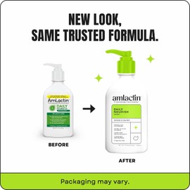 AmLactin - Loción corporal hidratante diaria, hidrata al instante, alivia la rugosidad, potente terapia alfa-hidroxi exfolia suavemente, suaviza la piel áspera y seca, libre de parabeno, 7.9 oz., paquete de 1 7.9 oz, Paquete de 1, 12% Ácido Láctico, Sin P