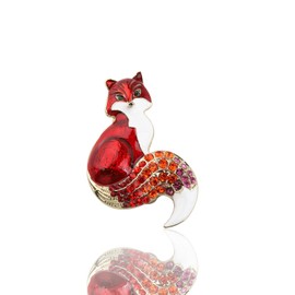 MYOSPARK Rhinestone Enamel Fox Brooches Fox Charm Jewelry Fox Lover Gift Animal Party Brooch Pins Fox Jewelry Gifts (CA Fox Brooch)