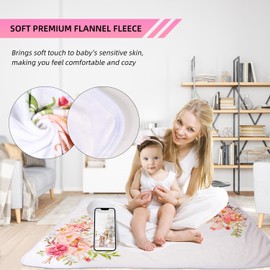 Baby Monthly Milestone Blanket for Boy Girl Soft Floral Memory Blanket Newborn Growth Chart Milestone Blanket Cute Photo Background Blanket with Wreath (51x40In)