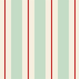 Disposable Dinner Paper Cocktail Napkins - Decorative Beverage Napkins for Parties, Weddings, Graduation - 5 inches by 5 inches Pack of 20 (Stripe Seafoam & Red)