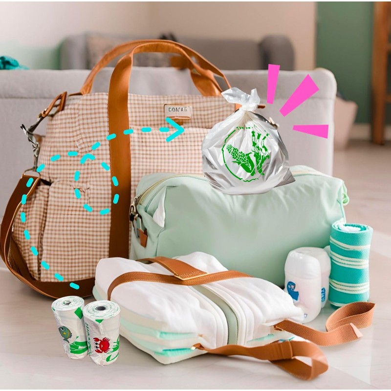 La Cigueña - 180 bolsas biodegradables portátiles para el cuidado