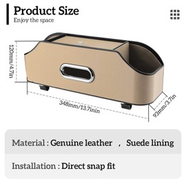 ALI2 Car Back Seat Organizer with 2 Drink Cup Holder, Tissue Box and Storage Box, Car Organiser-PU Leather, Suitable for Children and Adults,Car Travel Accessories（Beige）