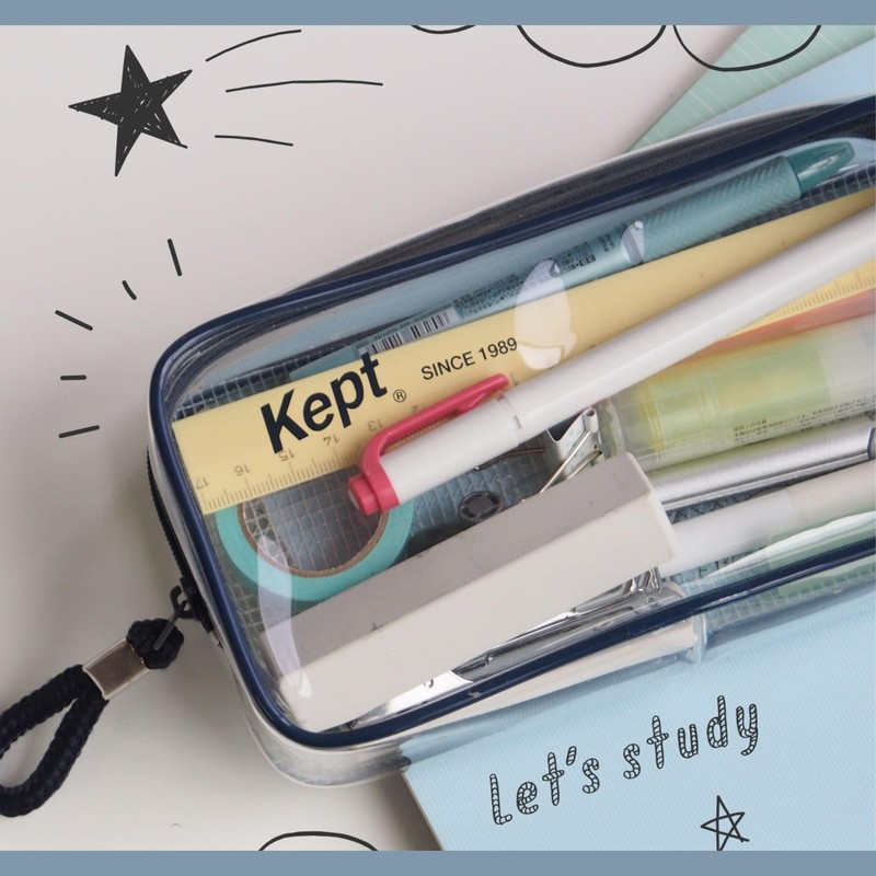 Raymay Fujii KPF9026A Clear Pen Pouch, Kept Pencil Case, Large